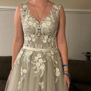 Blue/ gray/ silver beaded dress